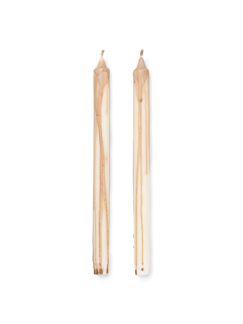 Dryp candles - set of 2 beige
