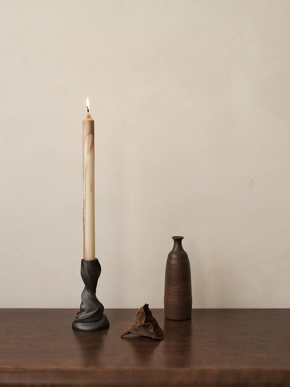 Dryp candles - set of 2 beige