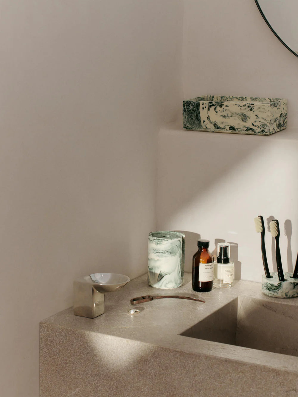 Mist cotton pad holder- emerald off white