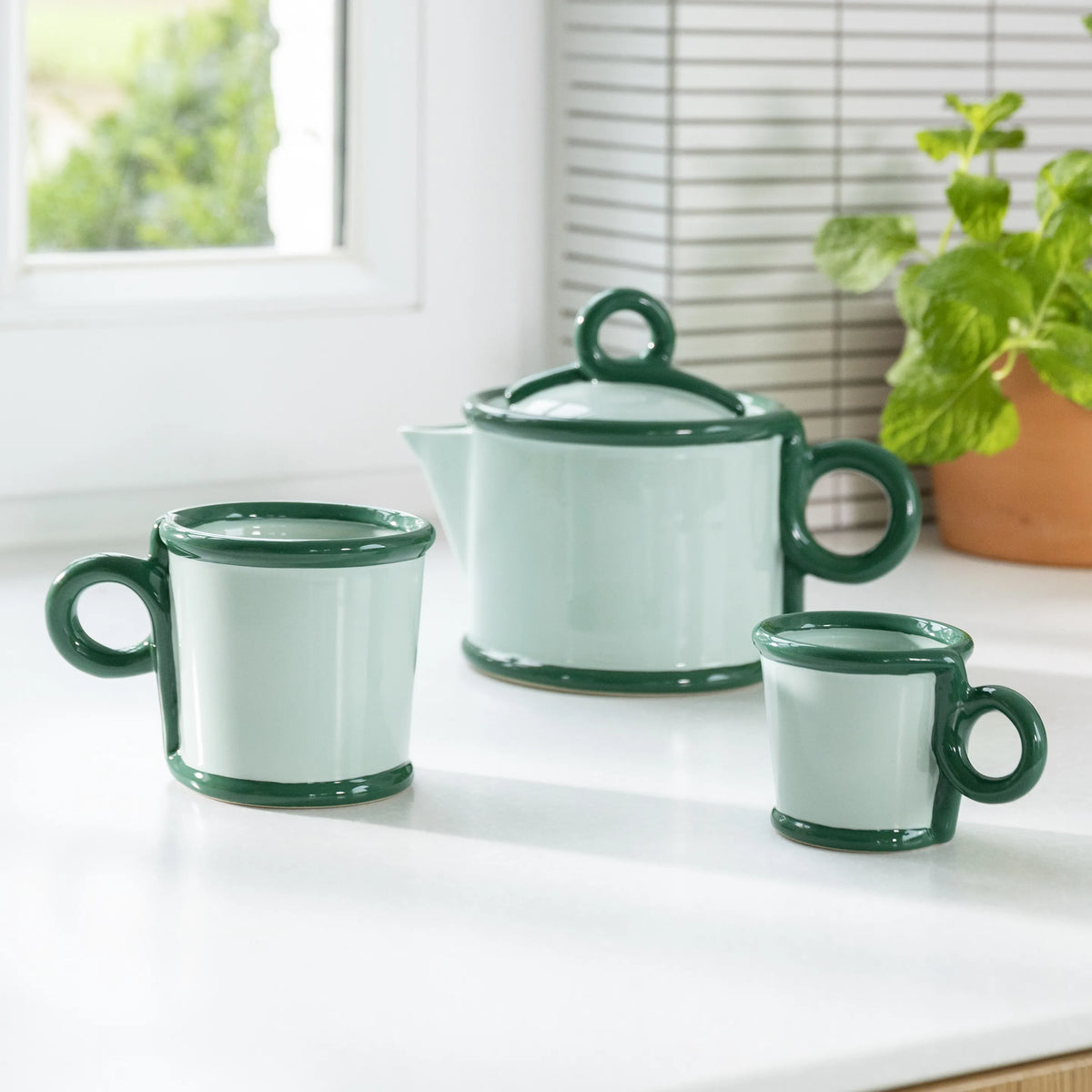 Mug loop large green set of 2