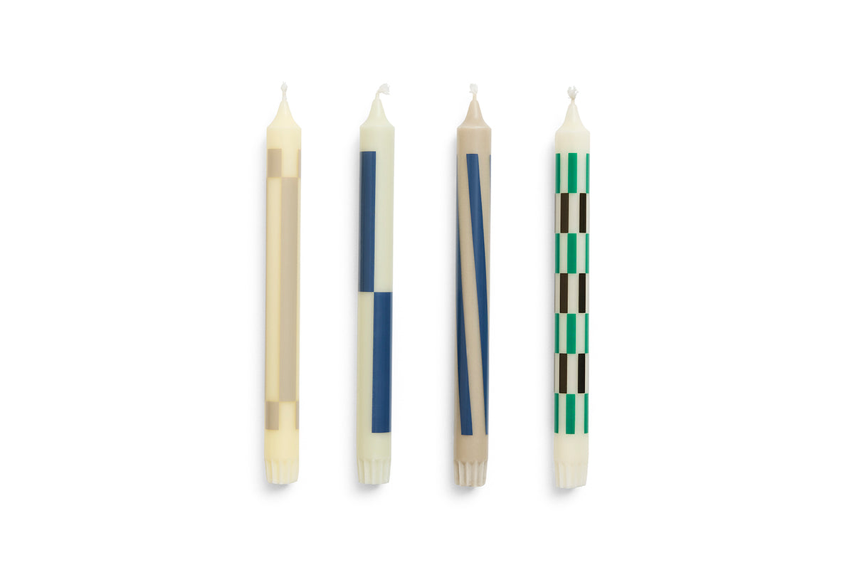 Pattern candle set of 4 - Cream & Dark
