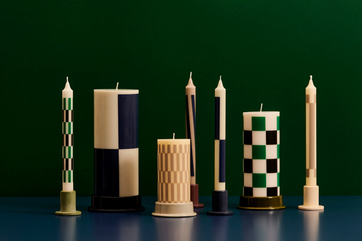 Pattern candle set of 4 - Cream & Dark