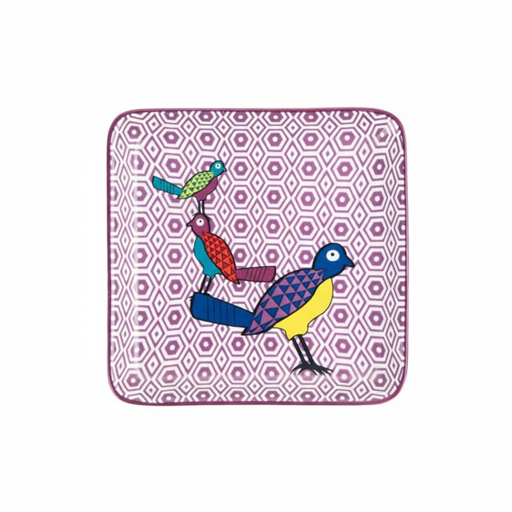 Square platter small birds of paradise