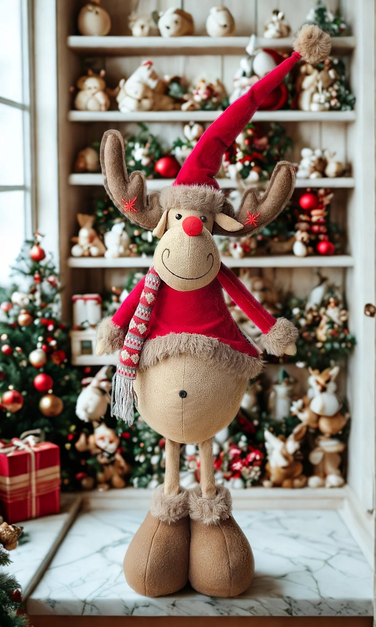 Standing moose red velvet outfit