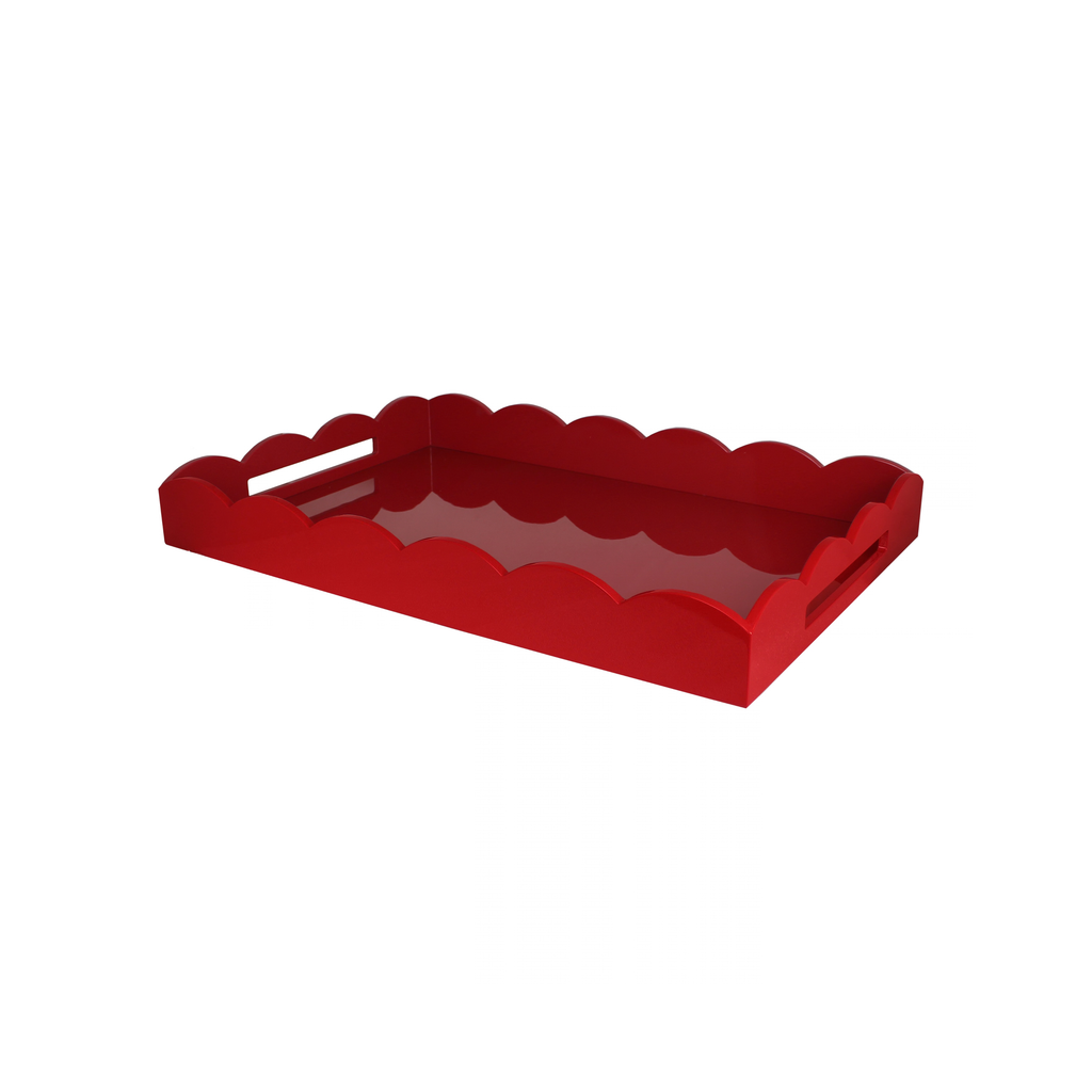Burgundy large lacquered scallop ottoman tray