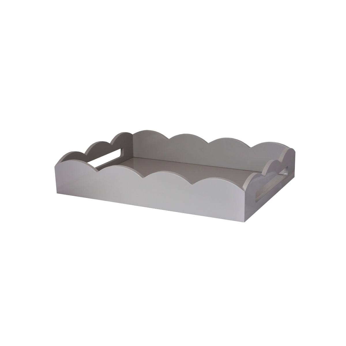 Chiffon grey medium lacquered scallop ottoman tray