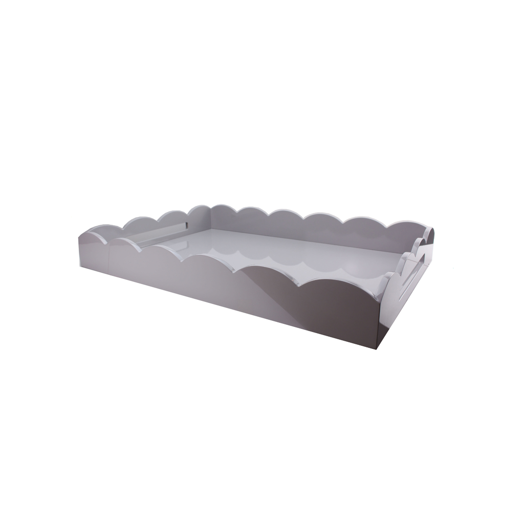 Chiffon grey large lacquered scallop ottoman tray