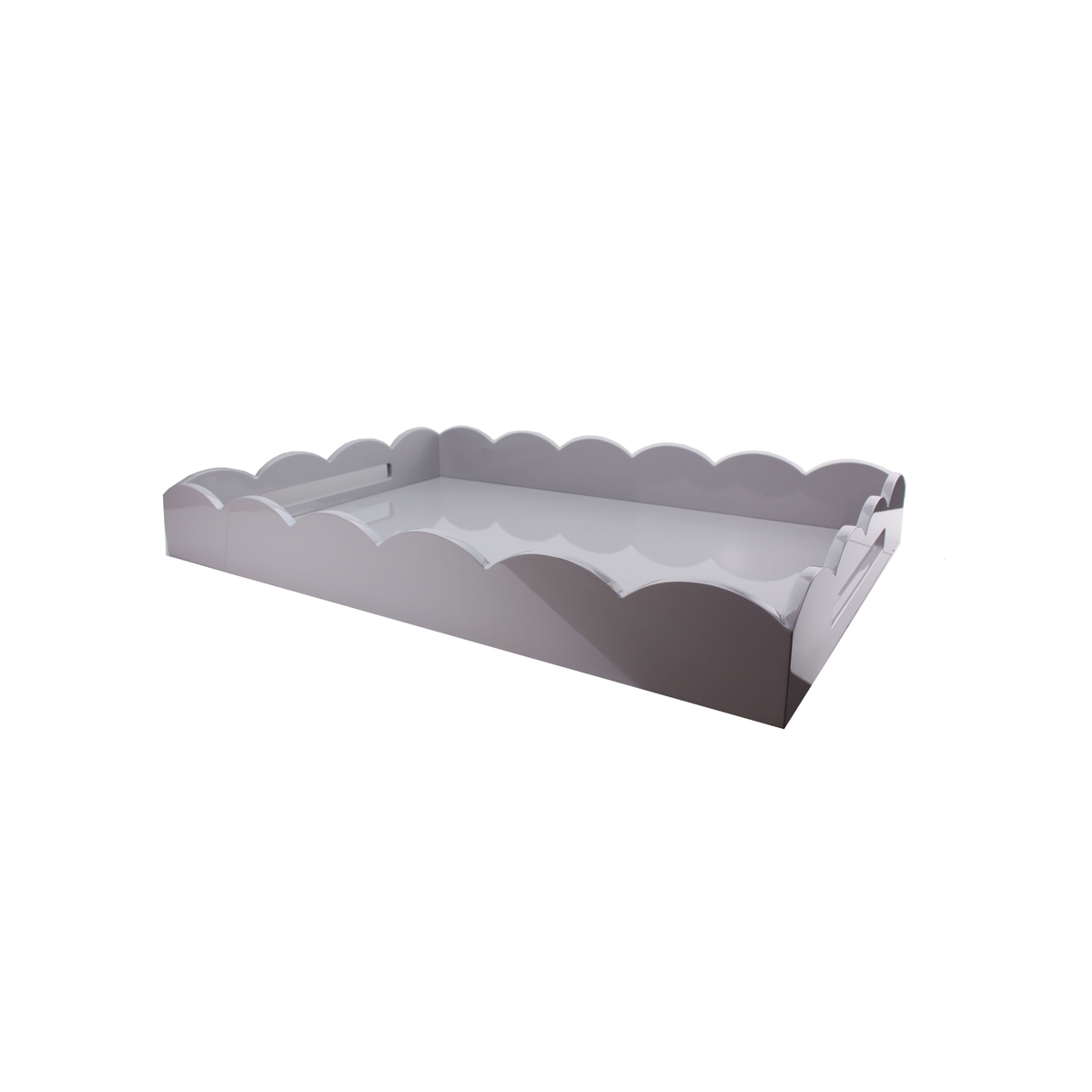 Chiffon grey large lacquered scallop ottoman tray