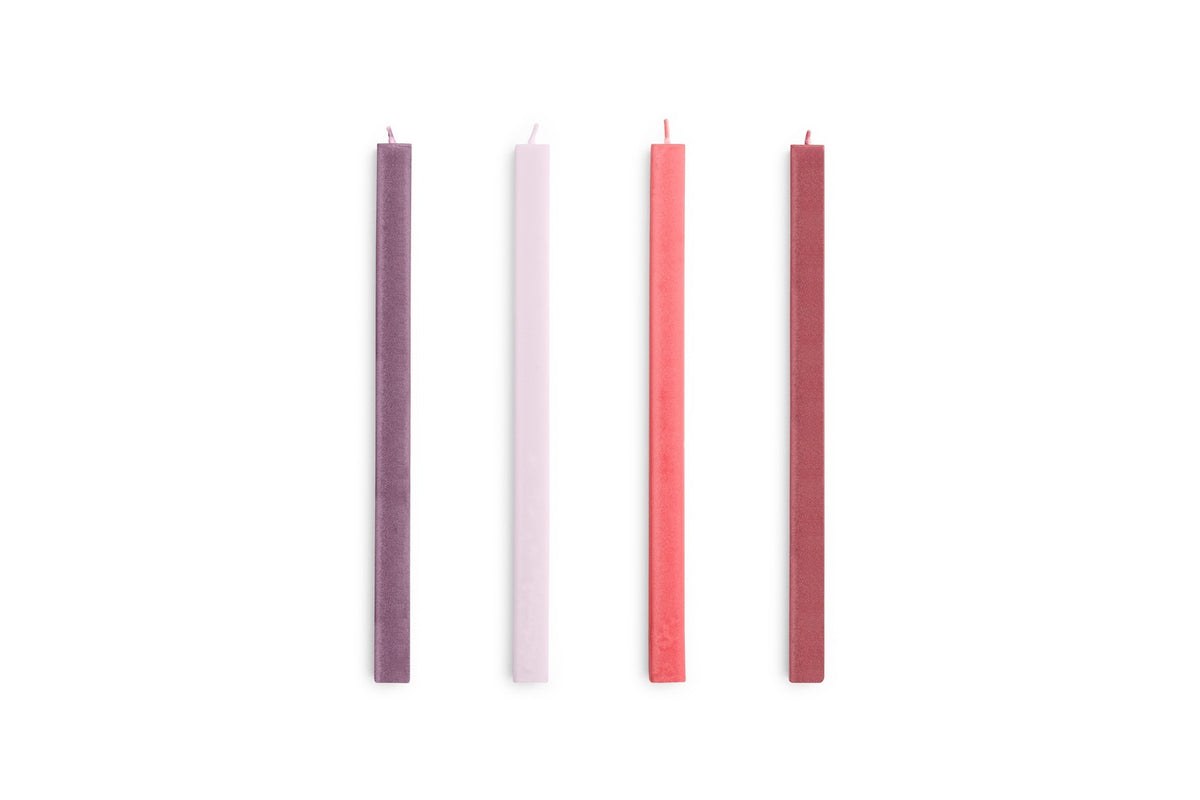 Square candle set of 4 - Reds