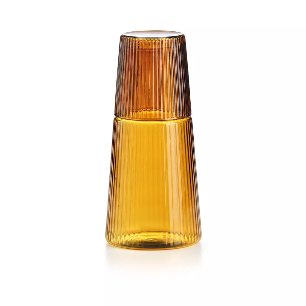 Narciso pleated carafe in borosilicate glass - Amber