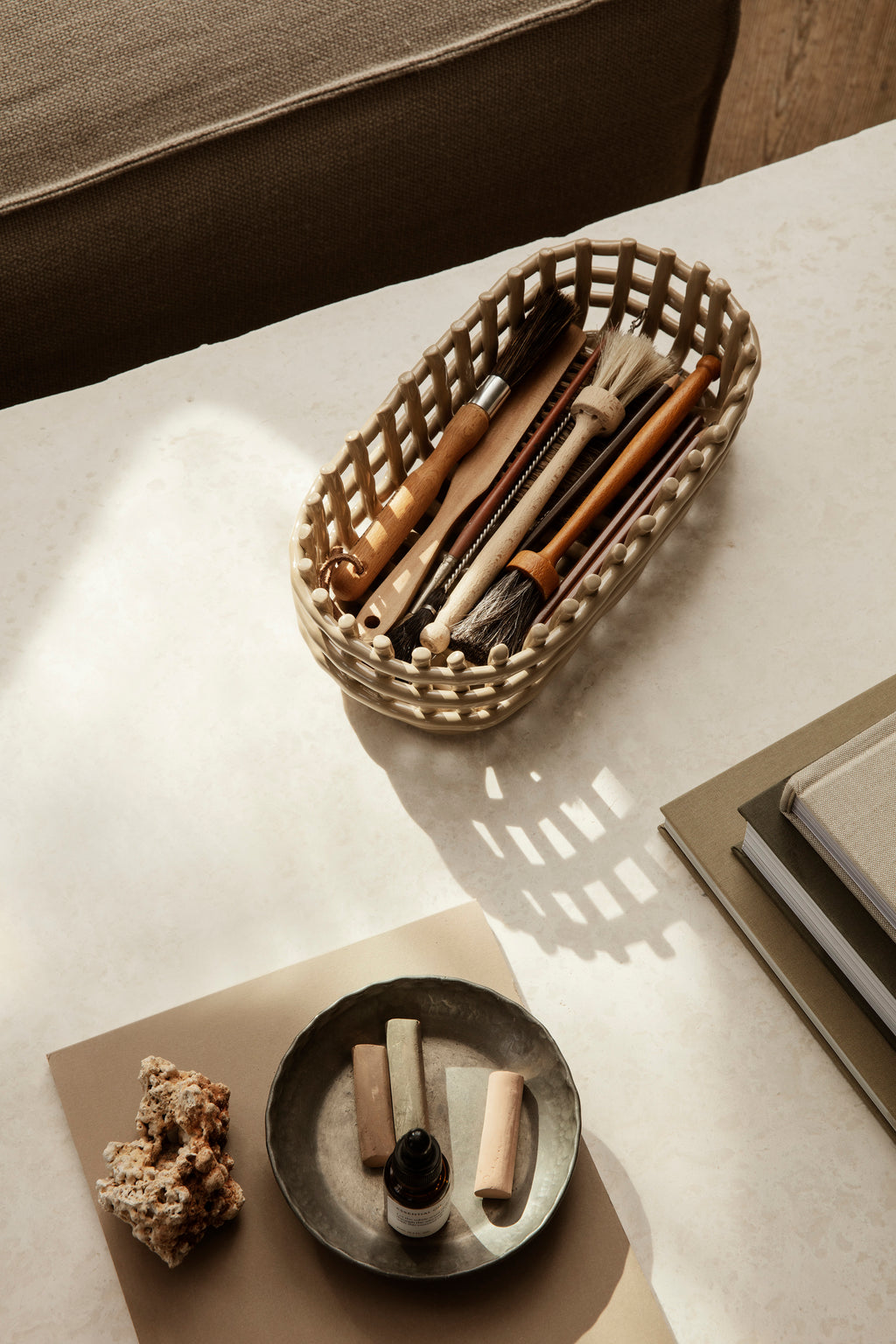 Ceramic Basket - Oval - Cashmere