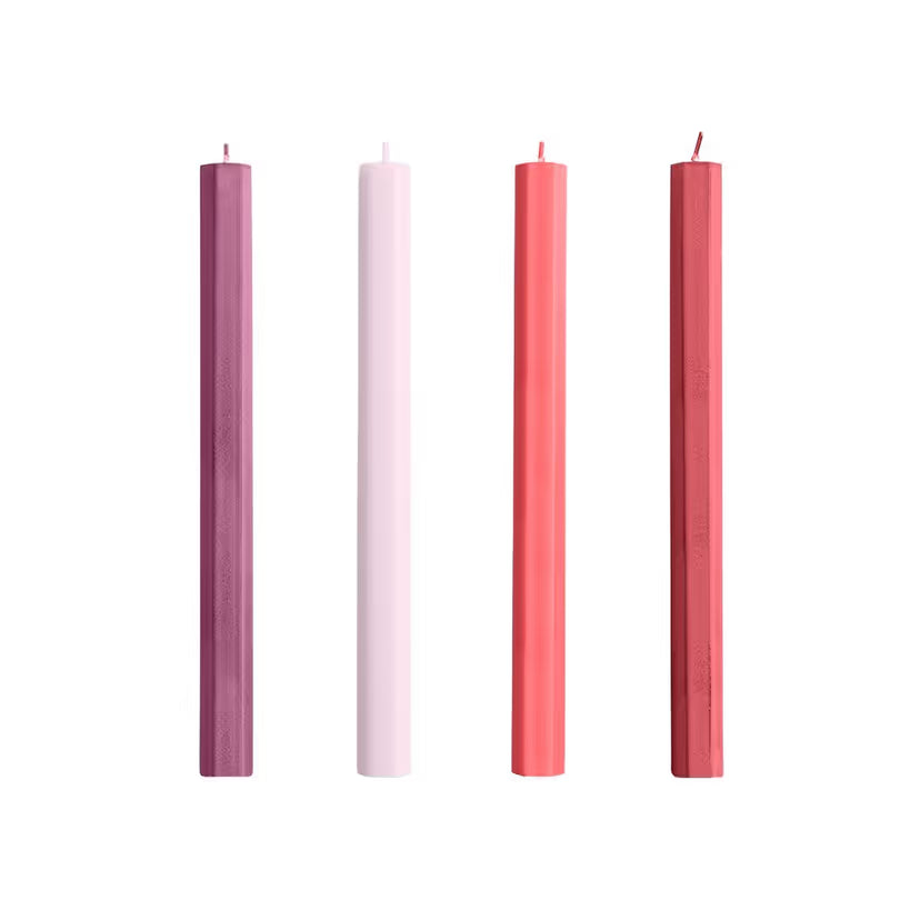 Hexagon candle set of 4 - Reds