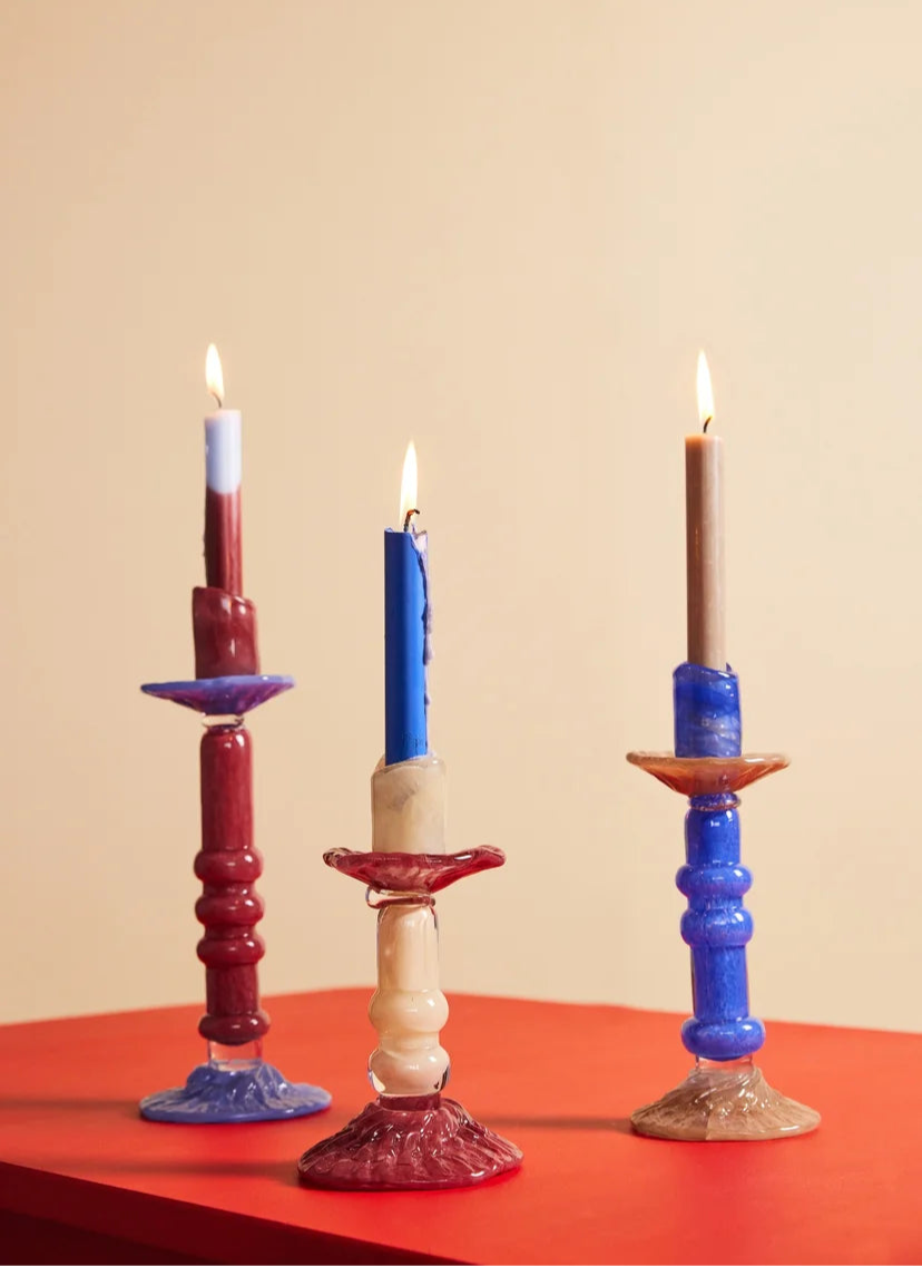 Bougeoir Lara - Bleu/beige